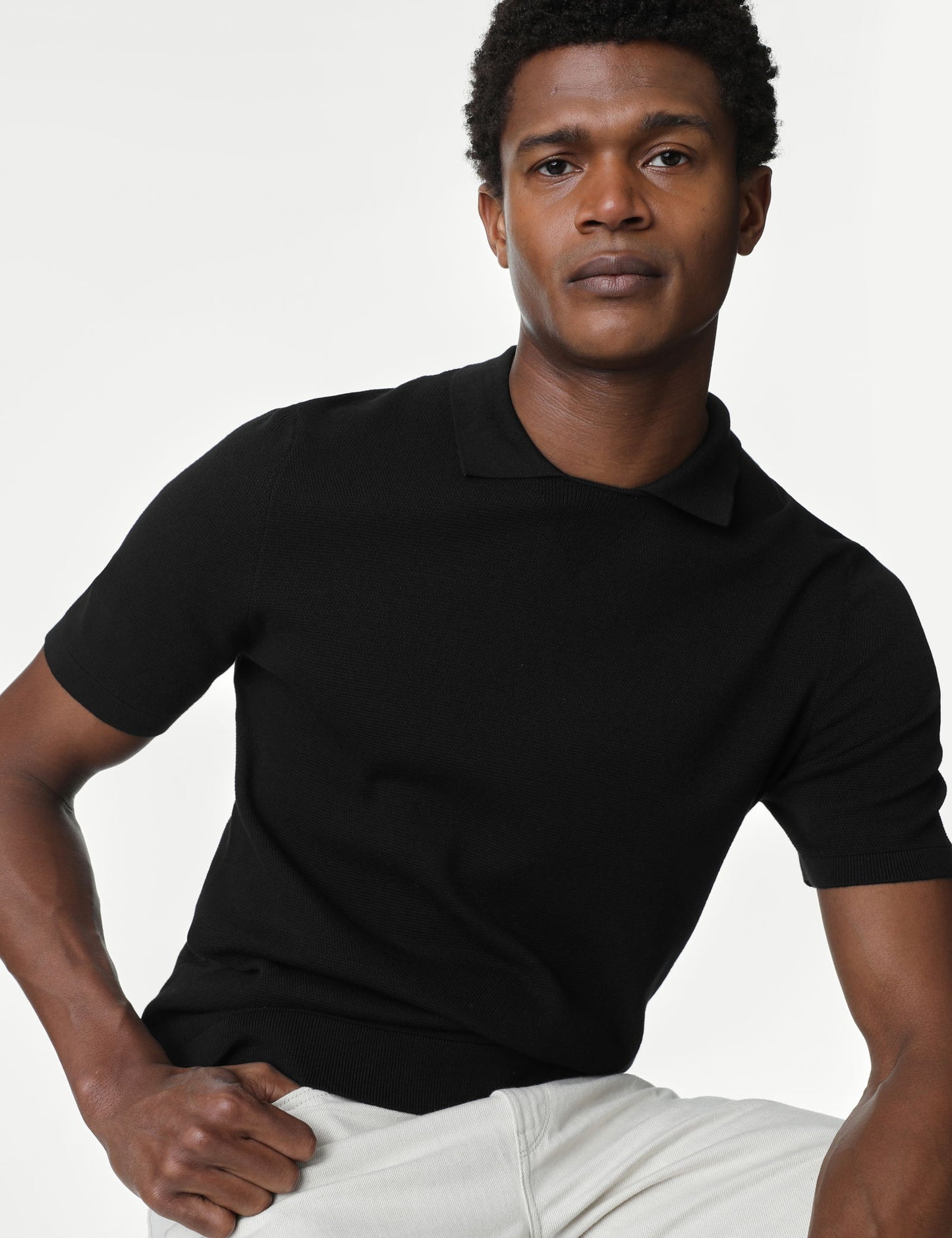 Kısa Kollu Örme Polo Yaka T-shirt