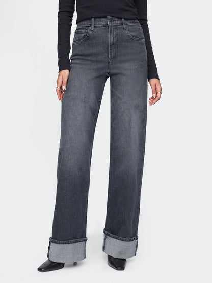Siyah High Rise Stride Wide-leg Jean Pantolon