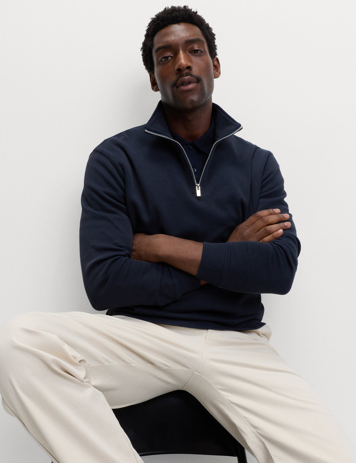 Pamuklu Karışımlı Yarım Fermuarlı Sweatshirt