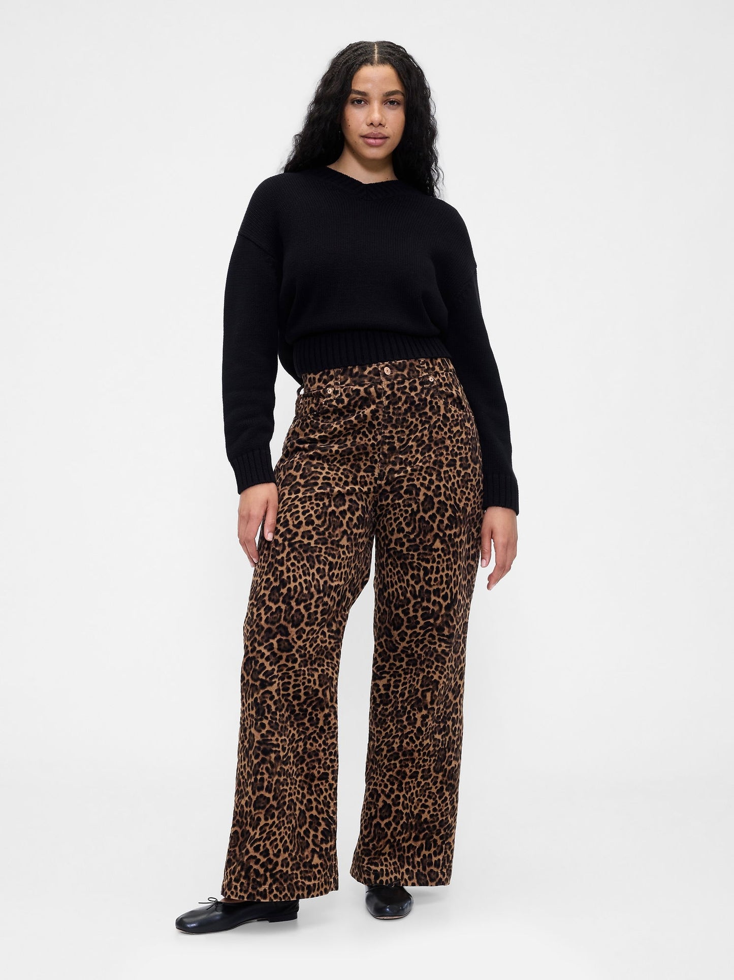 Kahverengi High Rise Kadife Stride Wide-leg Jean Pantolon