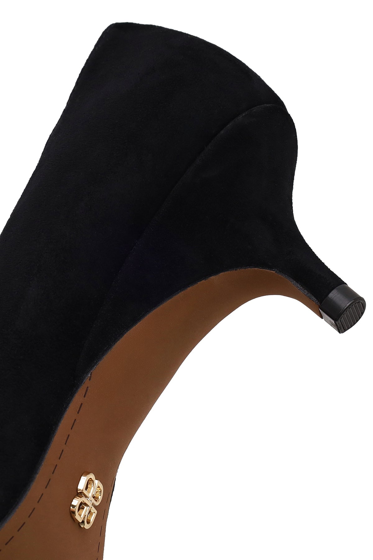Kadın Siyah Kısa Ince Topuklu Süet Deri Stiletto