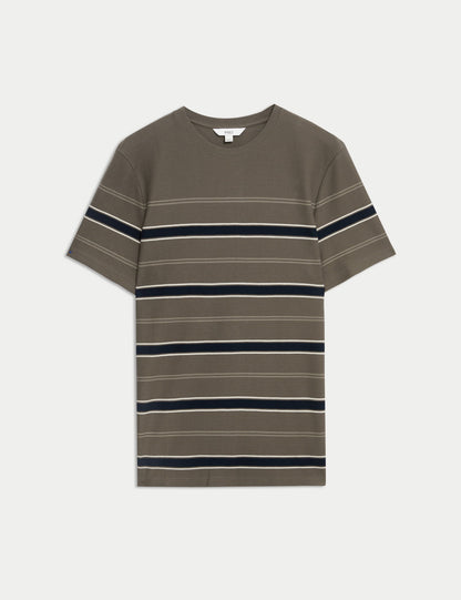 Saf Pamuklu Çizgili T-shirt