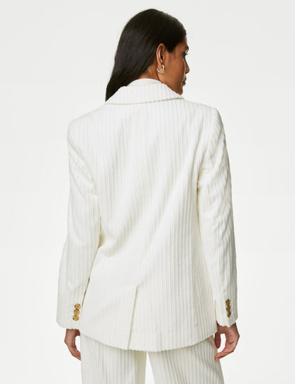 Saf Pamuklu Relaxed Fit Kadife Blazer Ceket