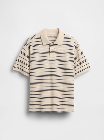 Bej Relaxed Pique Polo T-shirt