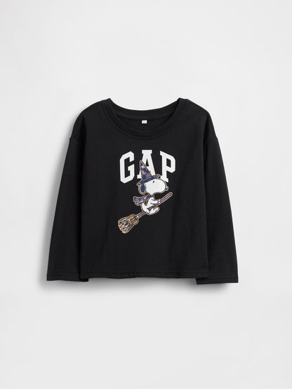 Siyah Snoopy Halloween Logo T-shirt