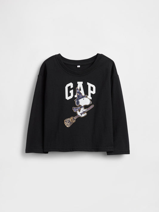 Siyah Snoopy Halloween Logo T-shirt