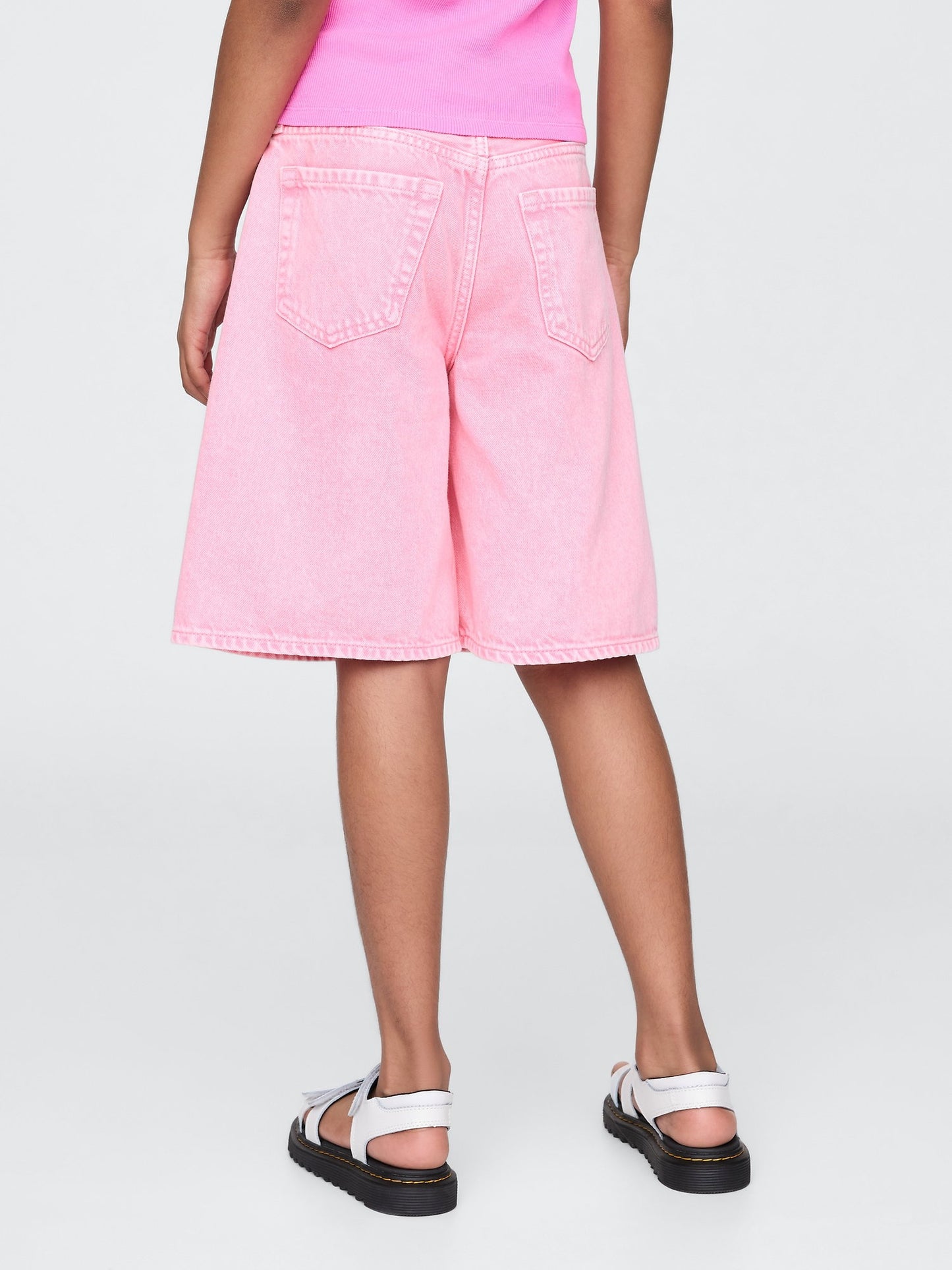 Pembe Kids Mid Rise Longline Denim Şortlar