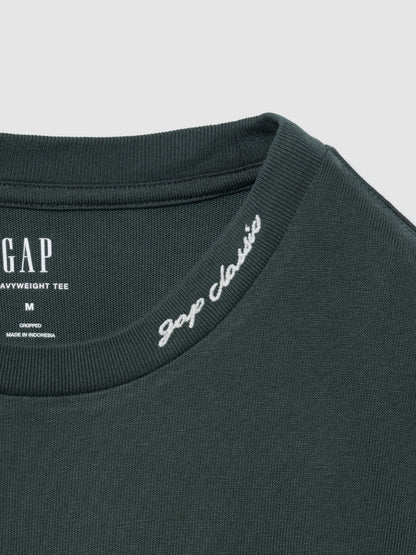 Koyu Yeşil Heavyweight Gap Logo Relaxed Crop T-shirt