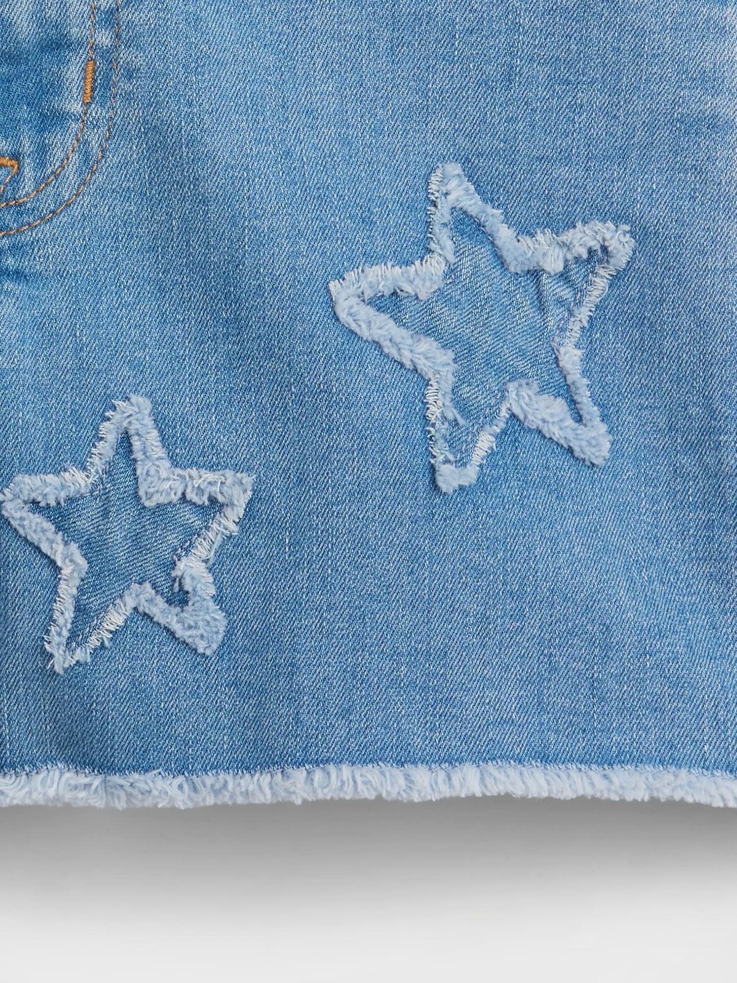 Açık Mavi High Rise Işlemeli Denim Şort