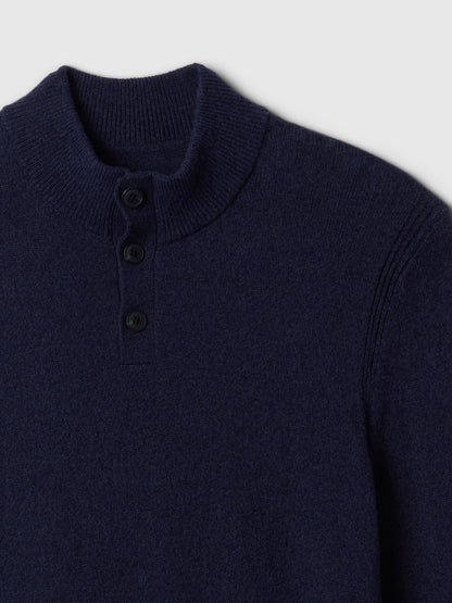 Lacivert Mockneck Henley Kazak