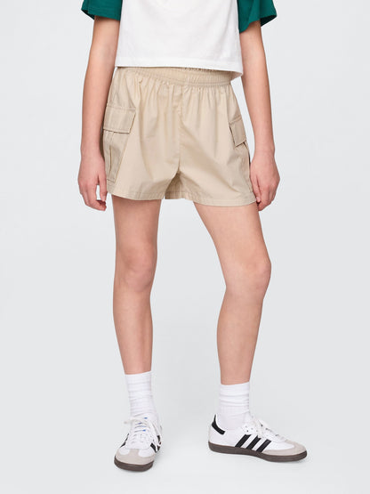 Bej Poplin Easy Kargo Şort