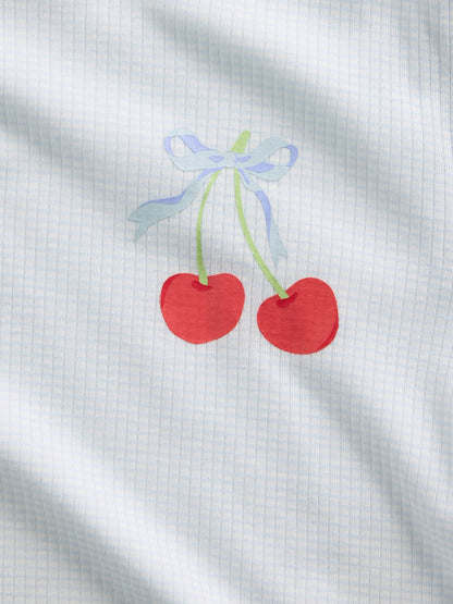 Mavi Recycle Fitilli Pijama Şort Takım