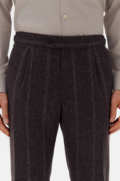 Damat Regular Fit Bordo Çizgili Ipek-yün-kaşmir Karışımlı Takim Elbise