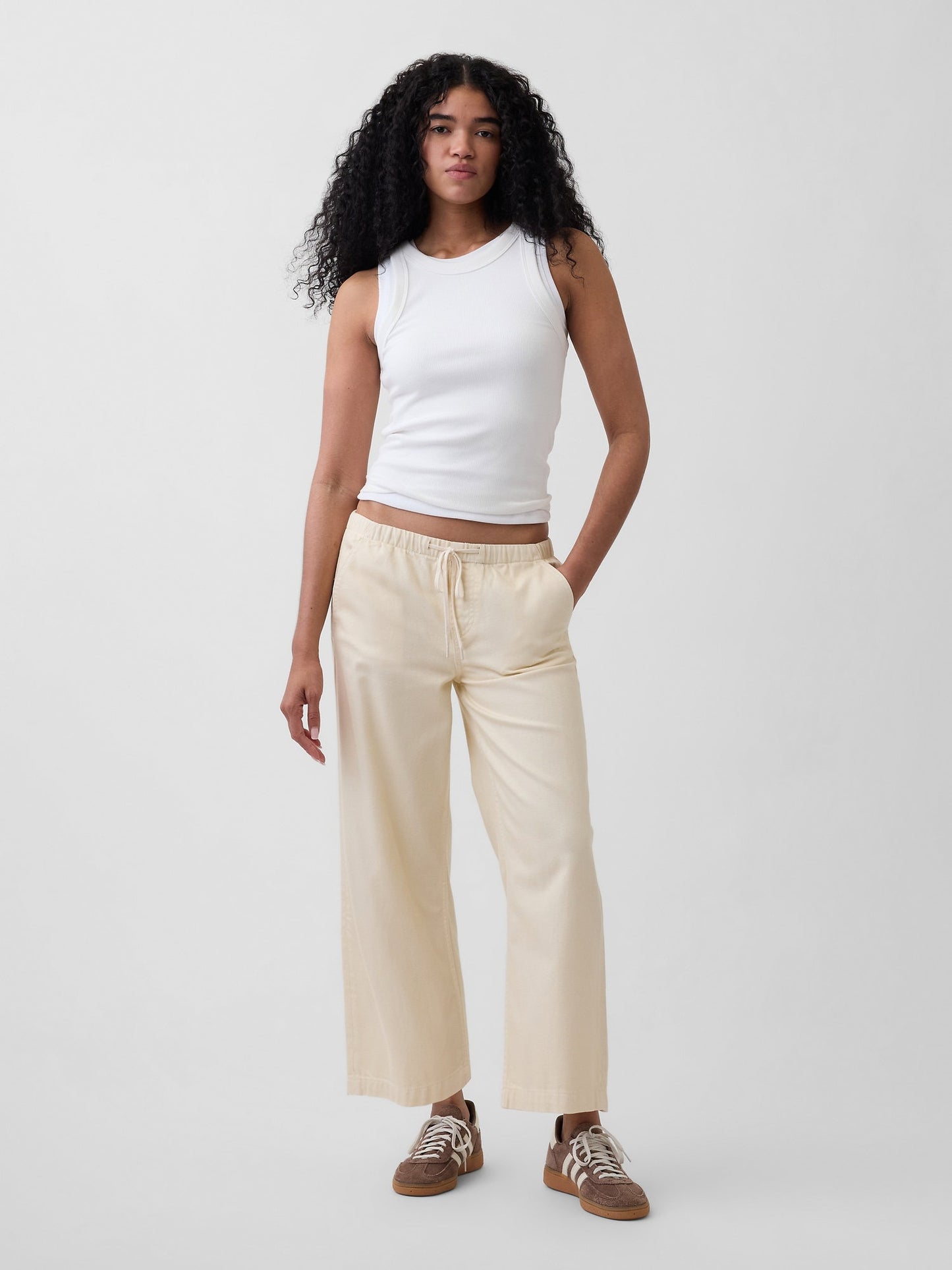 Krem Low Rise Ultrasoft '90s Loose Easy Crop Jean Pantolon
