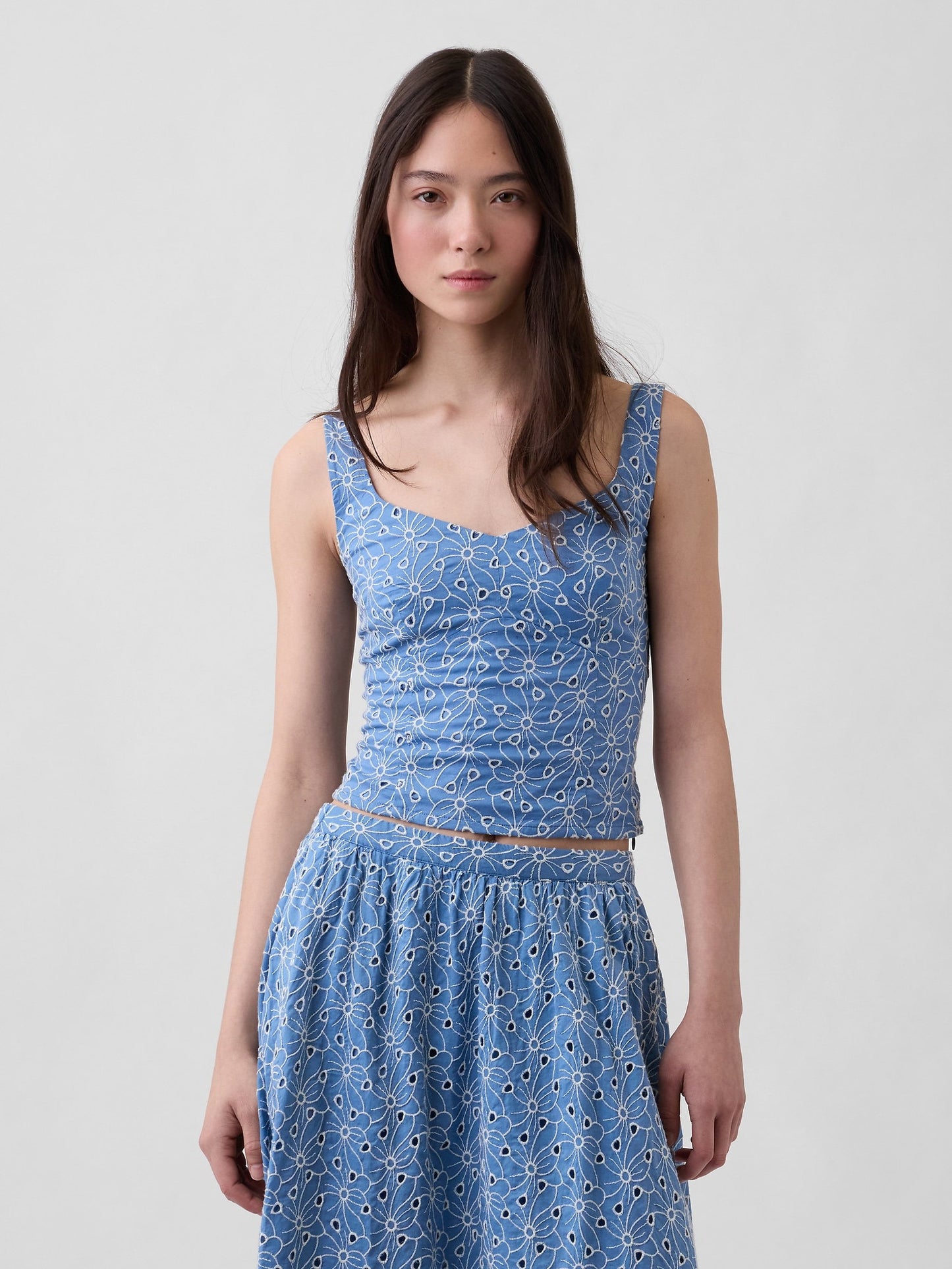 Mavi Eyelet Crop Büstiyer Bluz