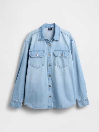 Açık Mavi Denim Western Gömlek Ceket