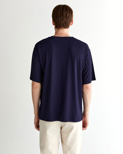 Gant Erkek Lacivert Relaxed Fit Bisiklet Yaka Logolu T-shirt