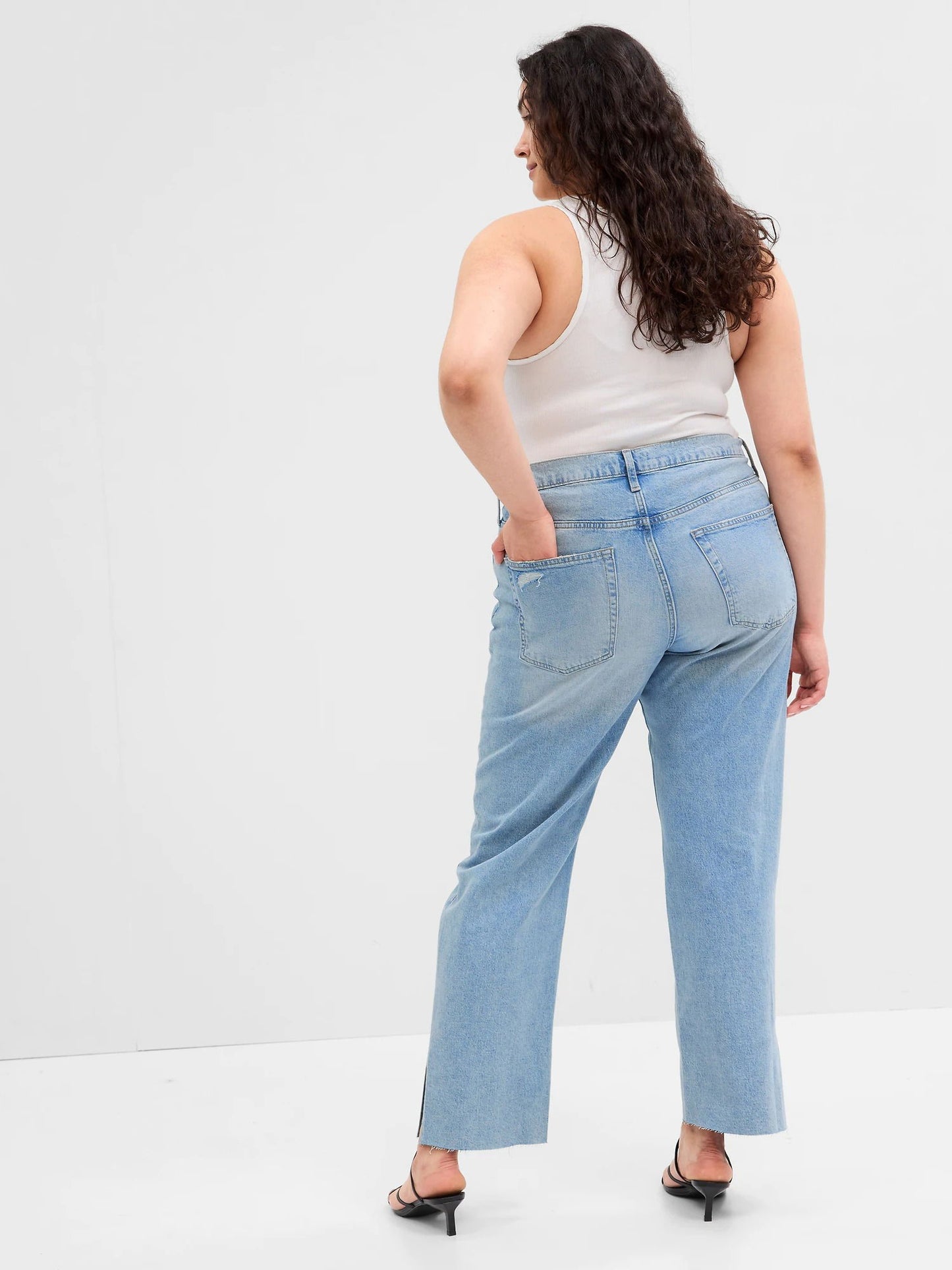 Açık Mavi Mid Rise Destructed 90s Loose Washwell™ Jean Pantolon