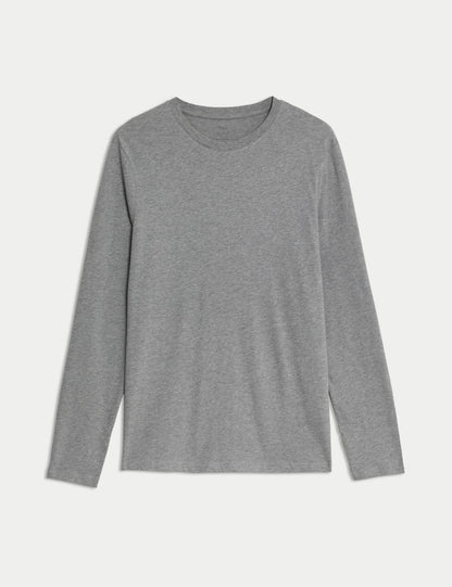 Saf Pamuklu Uzun Kollu T-shirt