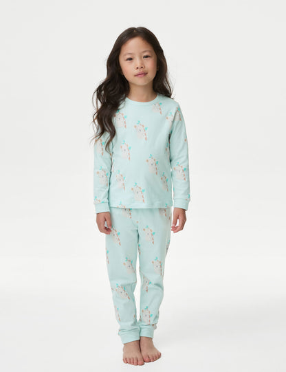 Saf Pamuklu Desenli Pijama Takımı