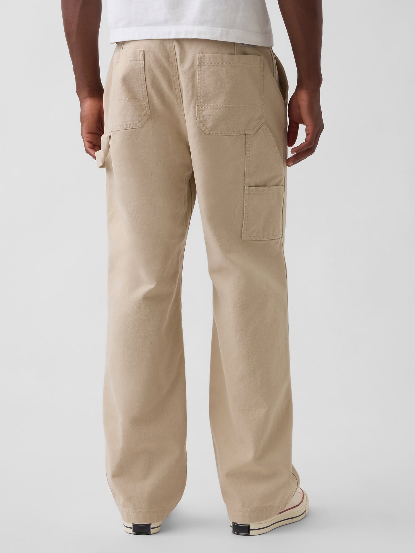 Bej '90s Loose Kanvas Double-knee Carpenter Pantolon