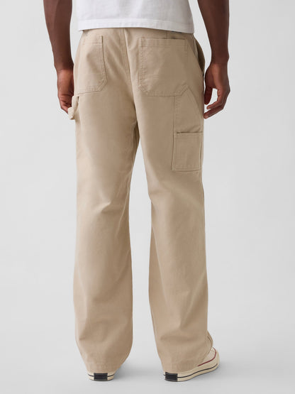 Bej '90s Loose Kanvas Double-knee Carpenter Pantolon