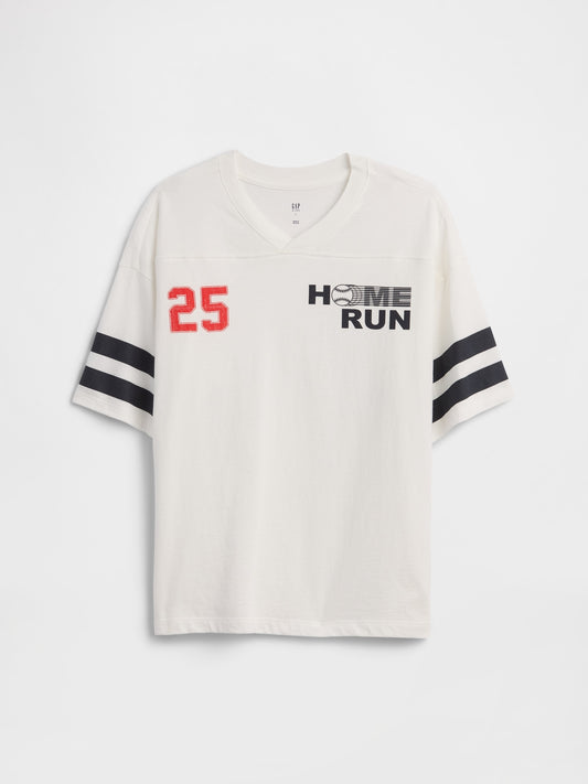 Beyaz Oversized Soccer T-shirt
