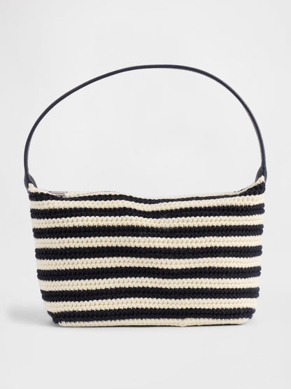 Lacivert Crochet Stripe Mini Çanta