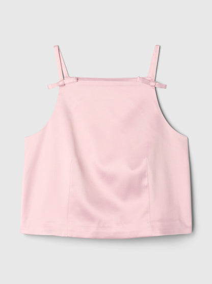 Pembe Kare Yaka Saten Bluz
