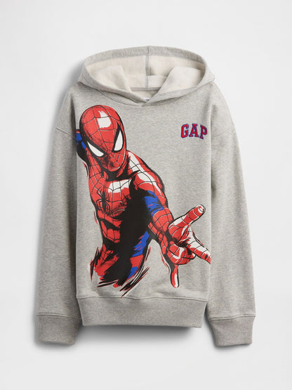Gri Marvel Spider-man Relaxed Grafik Baskılı Kapüşonlu Sweatshirt