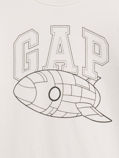Beyaz Grafik Baskılı T-shirt