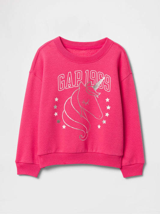 Pembe Havlu Kumaş Grafikli Sweatshirt