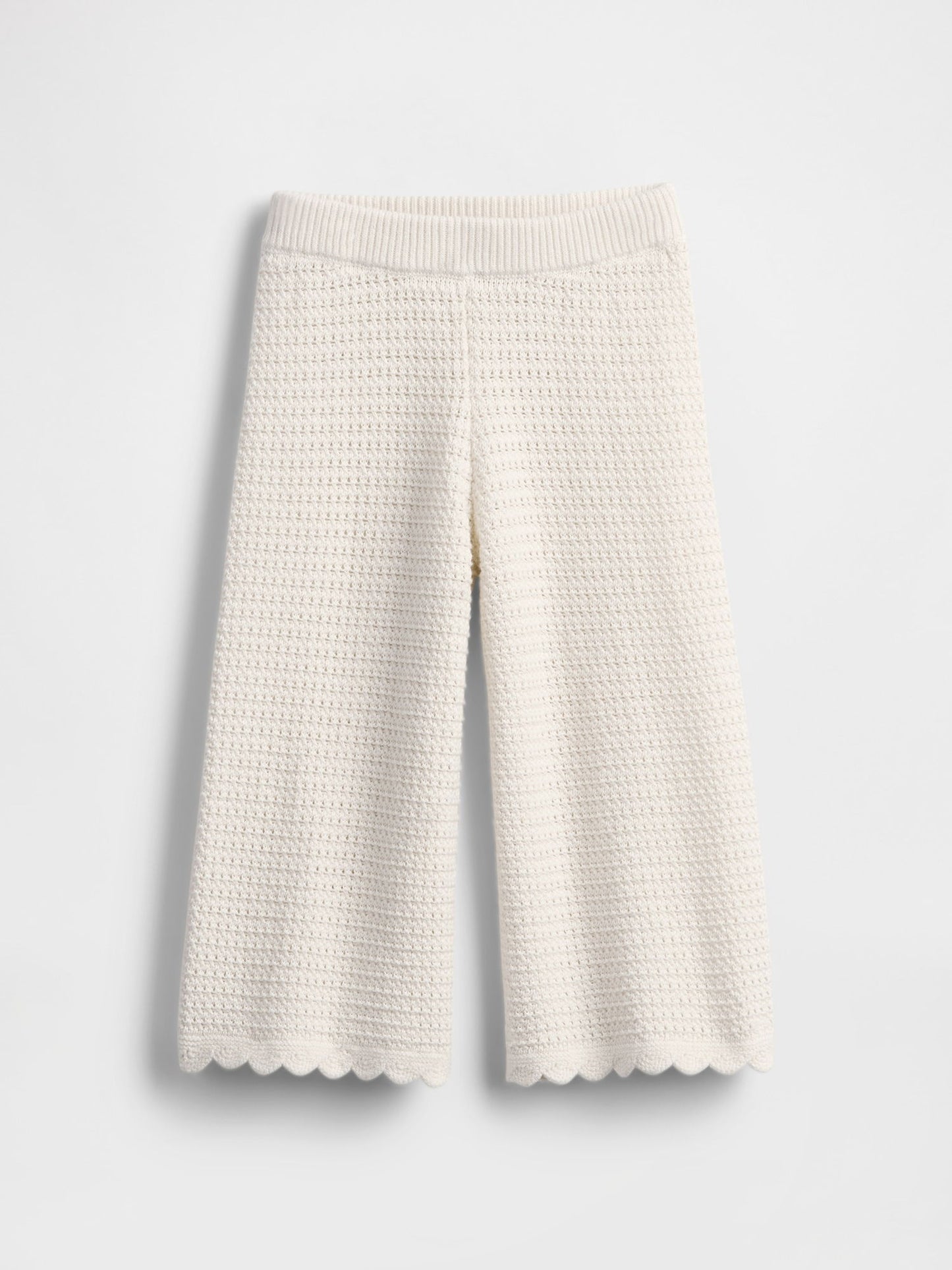 Kırık Beyaz Örgü Wide-leg Pantolon