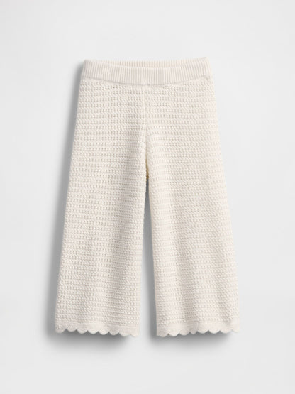 Kırık Beyaz Örgü Wide-leg Pantolon