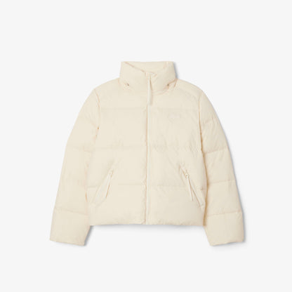 Lacoste Kadın Relaxed Fit Kapüşonlu Krem Şişme Mont