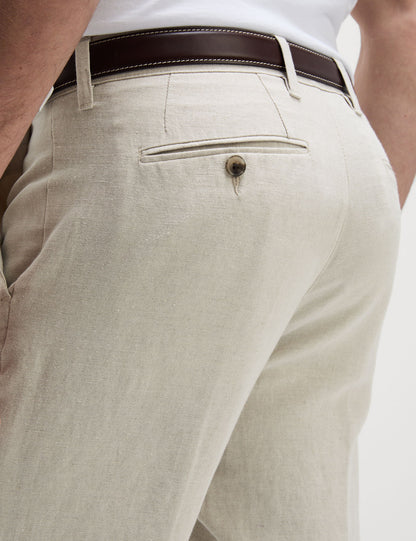 Regular Fit Keten Karışımlı Chino