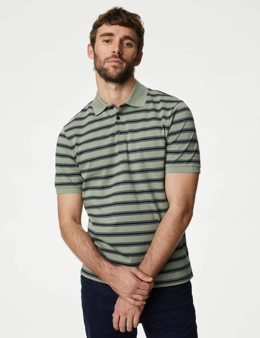 Saf Pamuklu Kısa Kollu Polo Yaka T-shirt