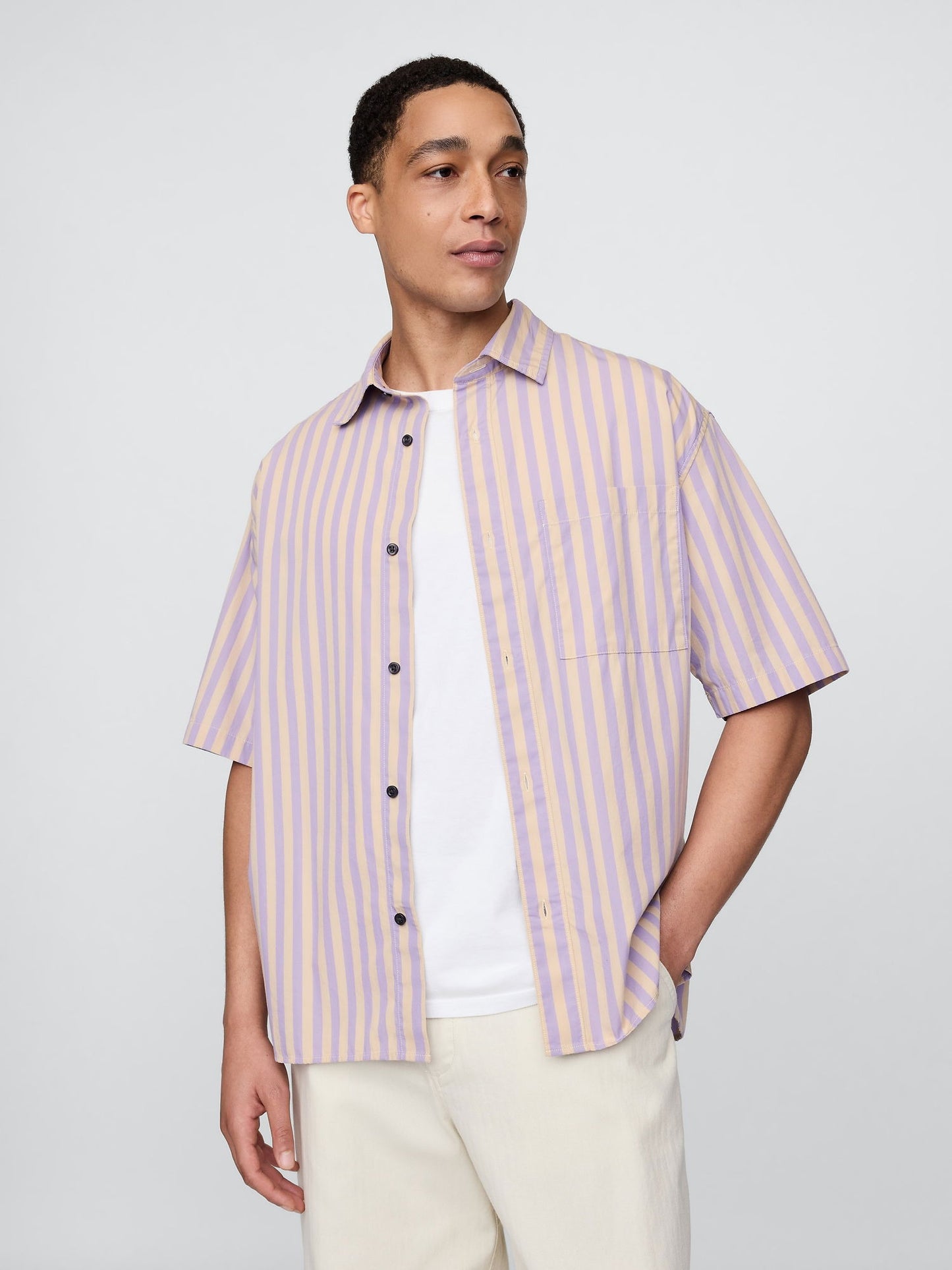 Açık Lila Organik Pamuk Oversize Poplin Gömlek
