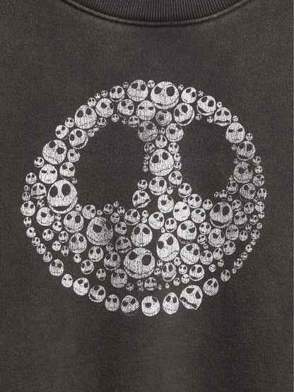 Siyah Gap × Disney Tim Burton’un Ölümcül Kabus Öncesi Sweatshirt Skull