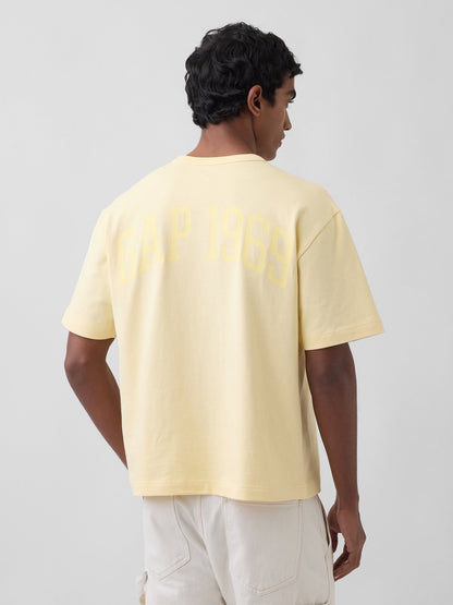Sarı Heavyweight Relaxed 1969 Logo Crop T-shirt