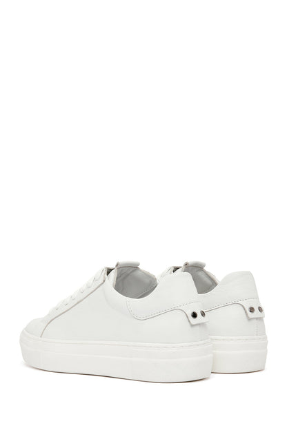 Kadın Beyaz Bağcıklı Deri Sneaker