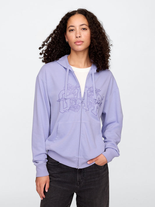 Lila Gap Logo Relaxed Fermuarlı Sweatshirt