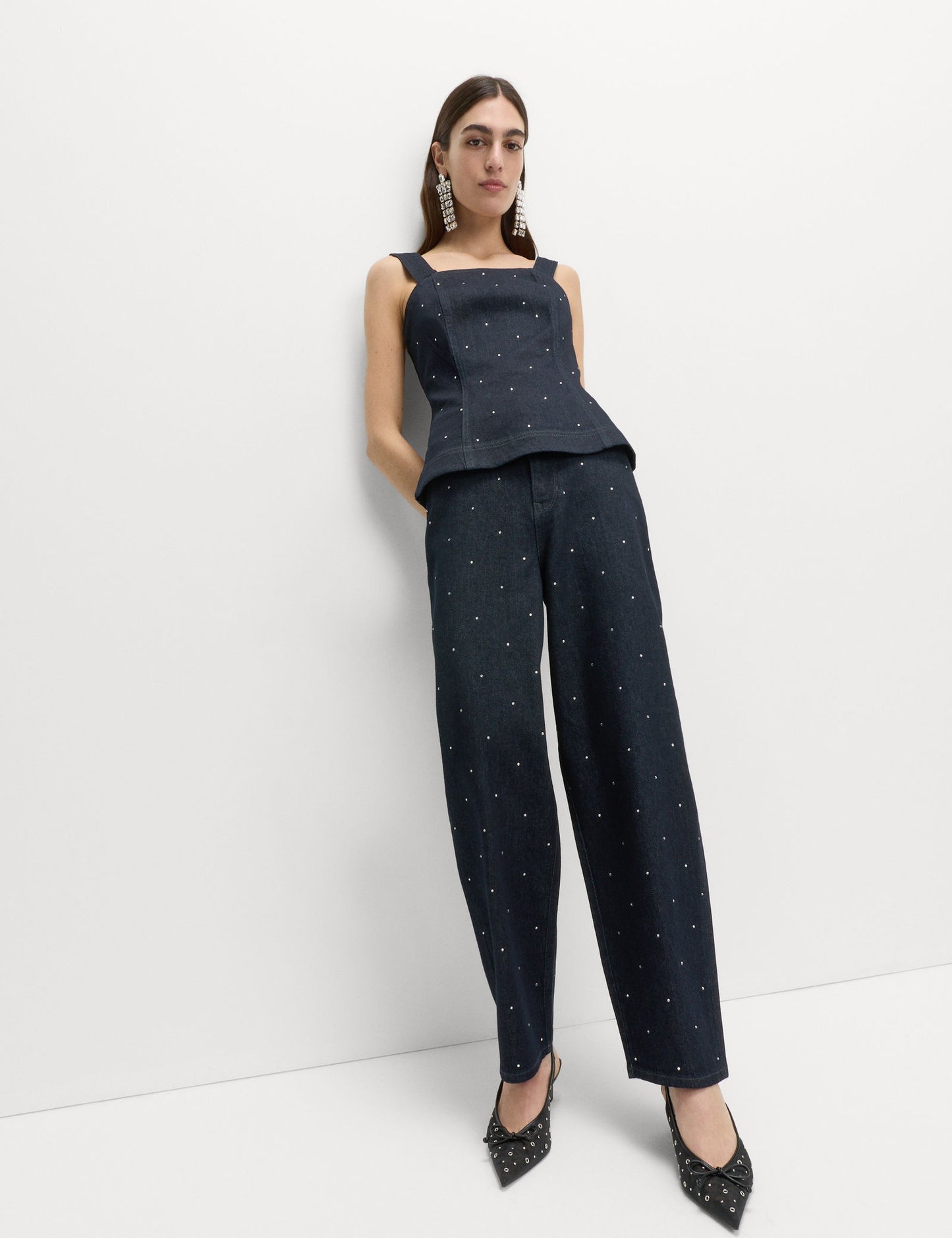 Taş Süslemeli Carrot Denim