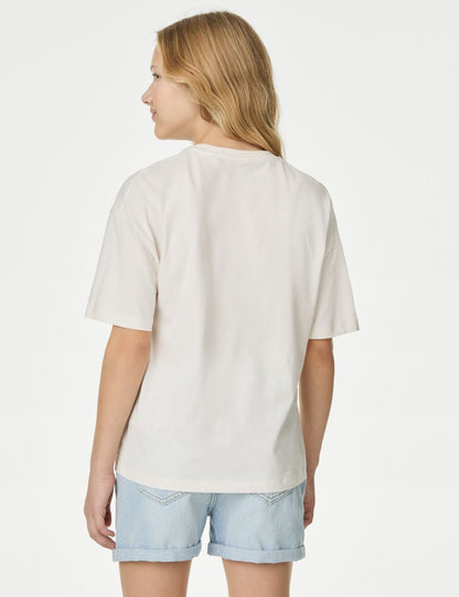 Saf Pamuklu Kısa Kollu T-shirt (6-16 Yaş)