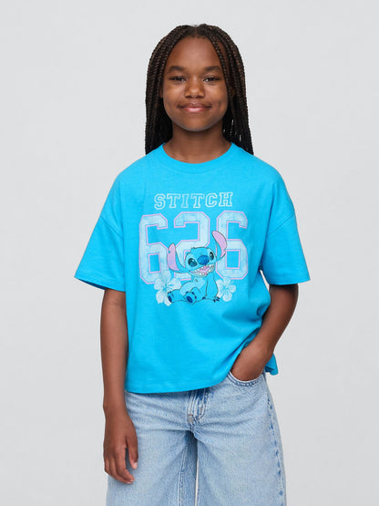 Açık Mavi Lilo & Stitch Grafik T-shirt