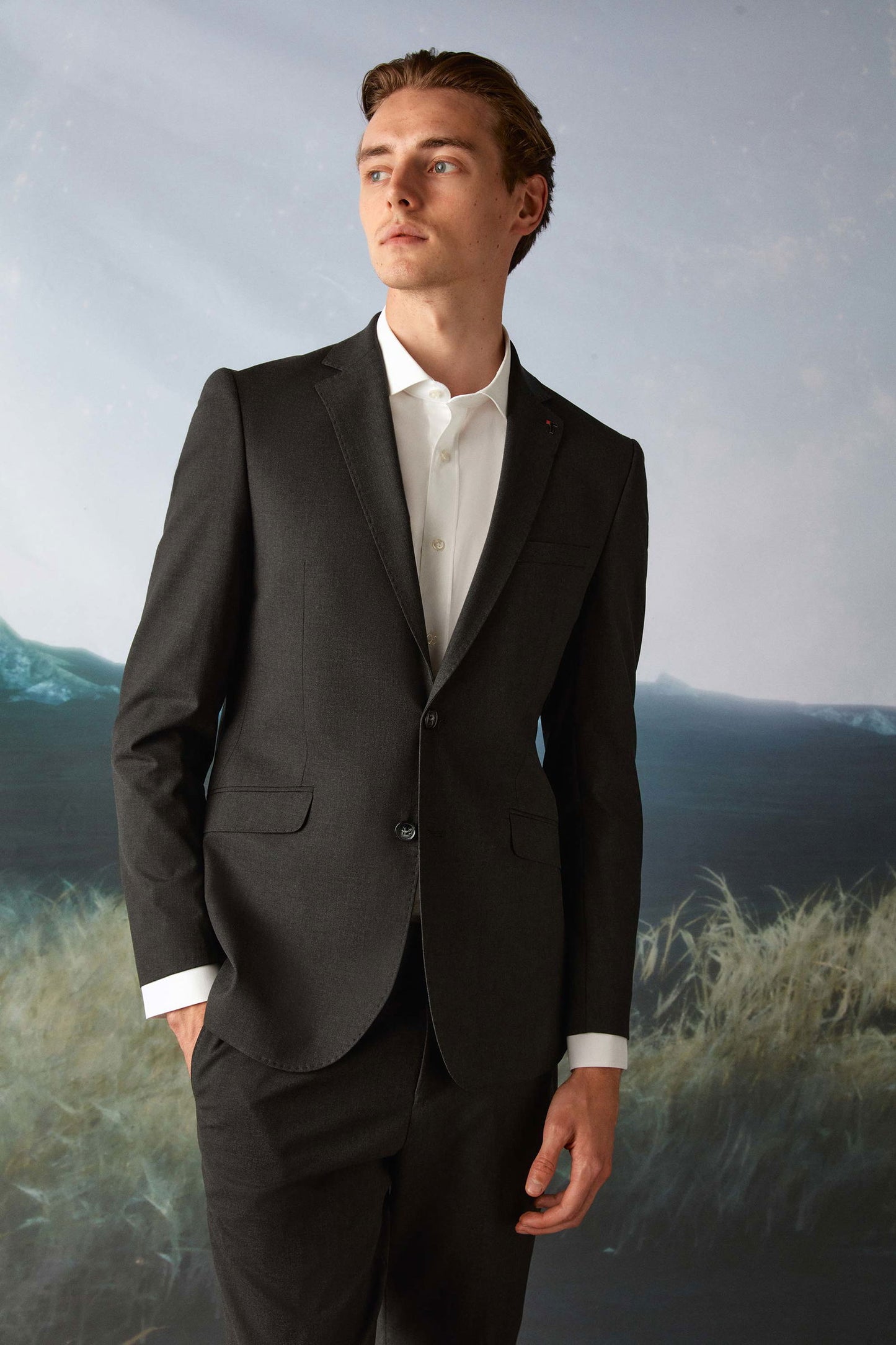 Tween Slim Fit Antrasit Düz Yünlü Bi Stretch Takim Elbise