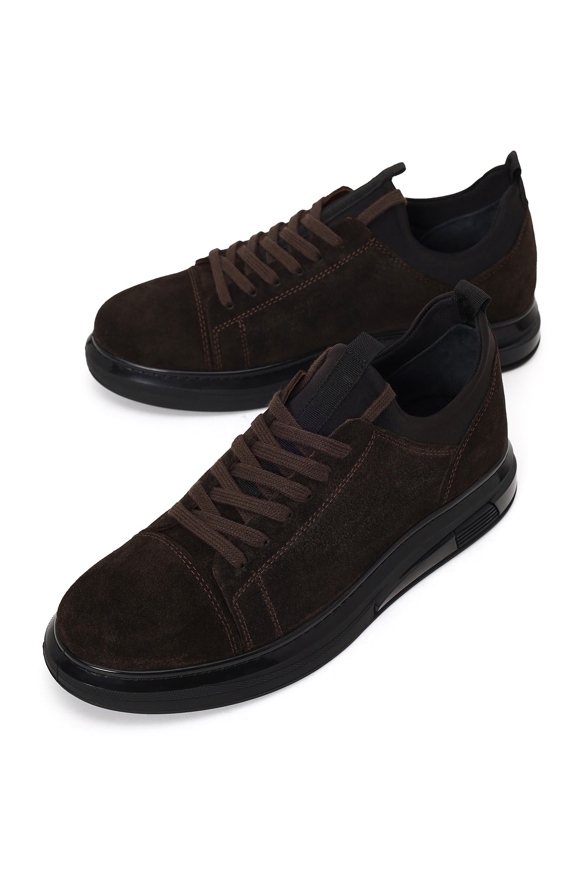 Erkek Kahverengi Bağcıklı Süet Deri Sneaker