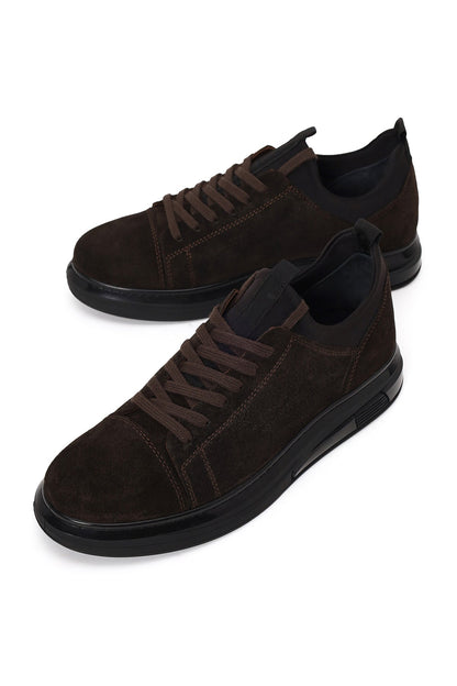Erkek Kahverengi Bağcıklı Süet Deri Sneaker