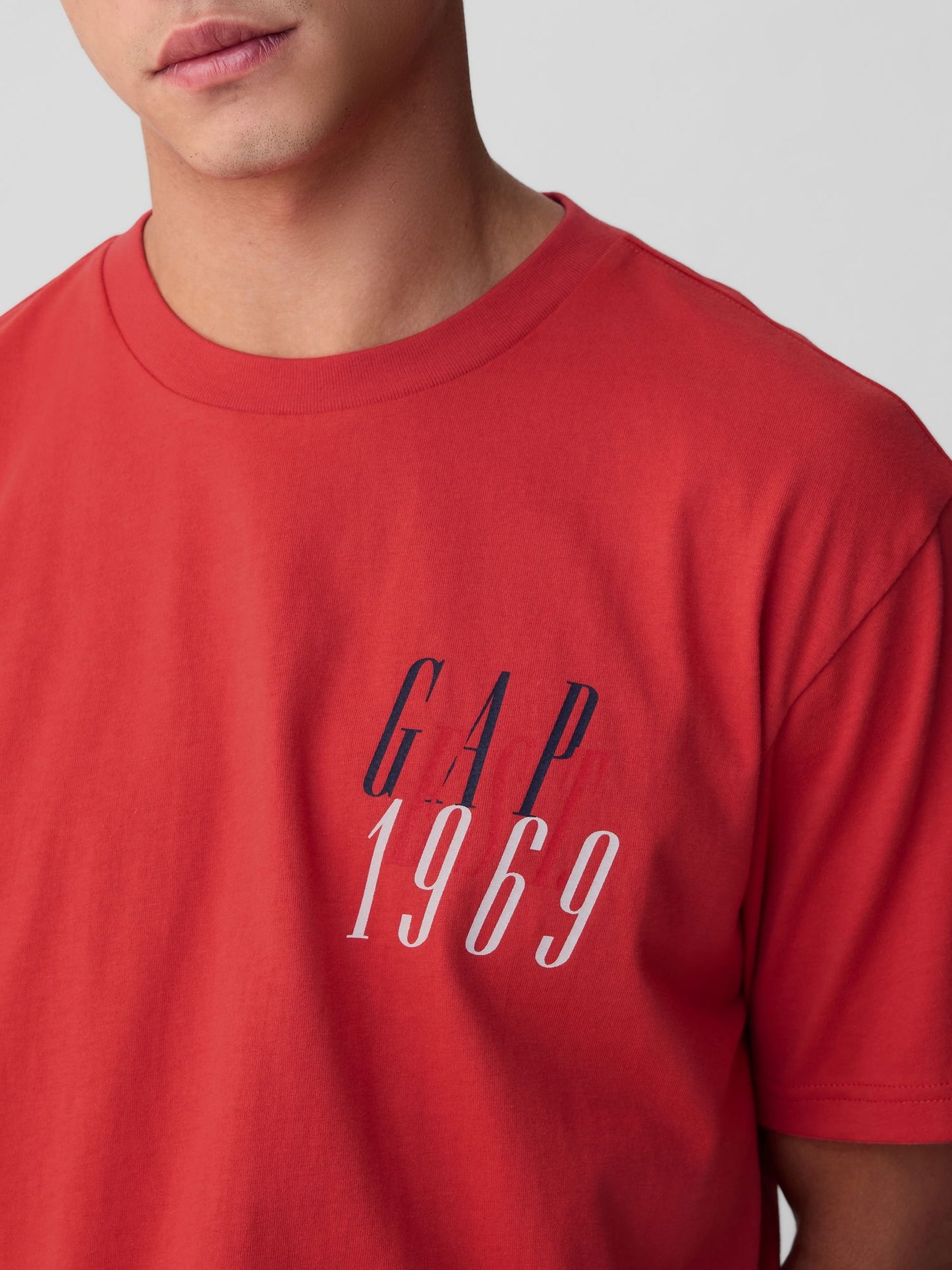 Kırmızı Gap 1969 Logo T-shirt