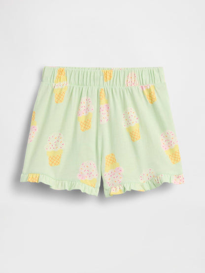 Açık Yeşil Pull-on Baskılı Şort